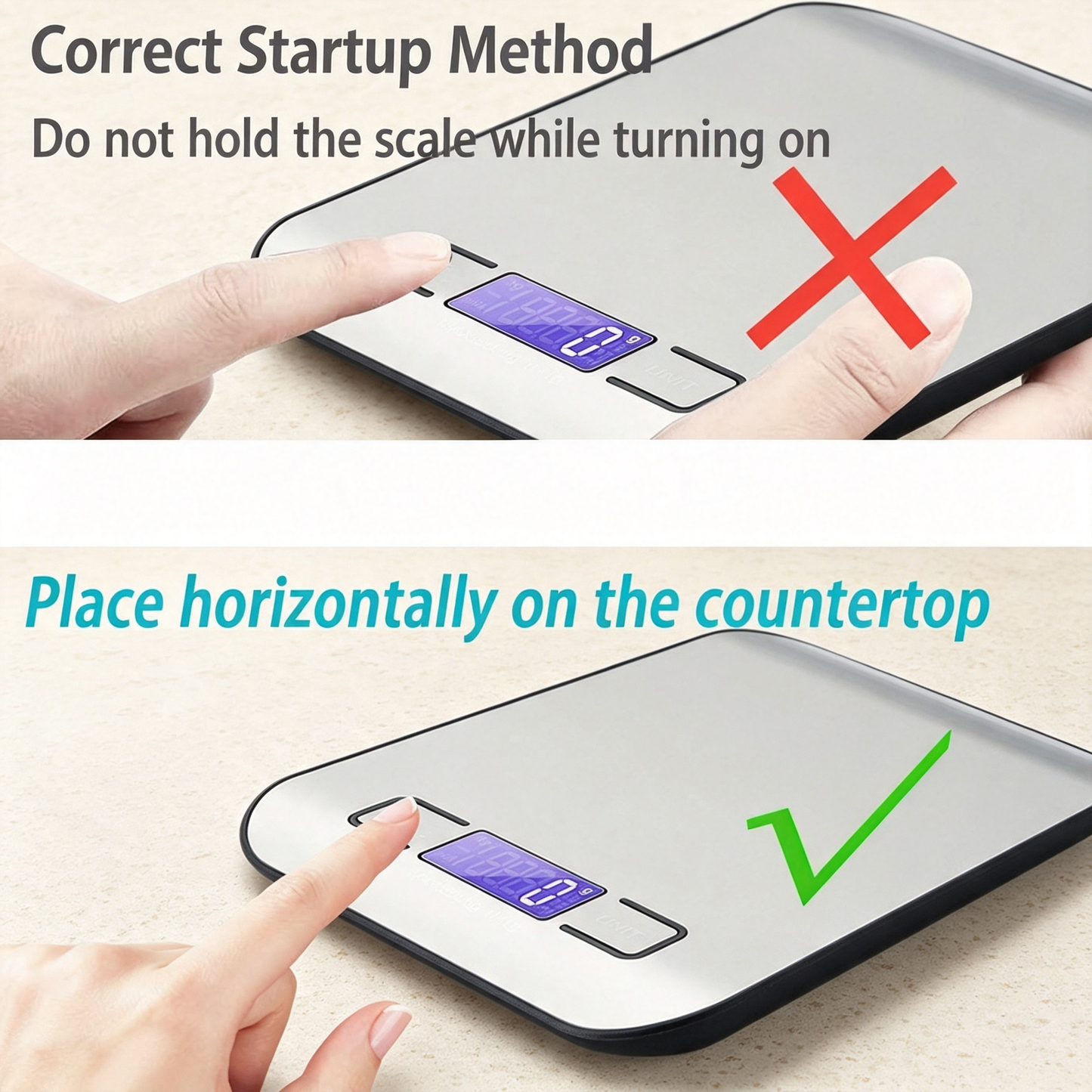 Digital Kitchen Food Scale Stainless Steel Surface 5kg Capacity for Cooking Baking Meal Prep