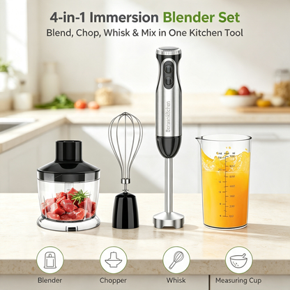 4 in 1 Immersion Hand Blender 500W Multi‑Function Stick Blender for Kitchen Cooking Baking Baby Food