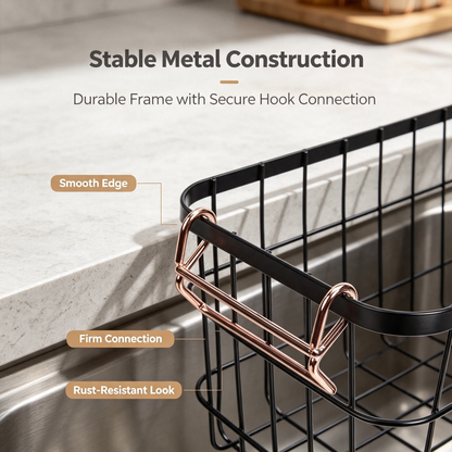 Stackable Wire Storage Baskets with Copper Handles, Metal Organizer Bins for Kitchen Pantry Countertop, 2‑Pack