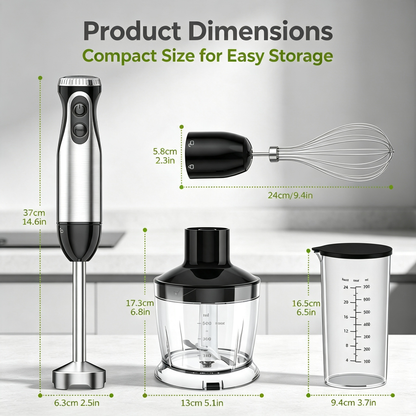 4 in 1 Immersion Hand Blender 500W Multi‑Function Stick Blender for Kitchen Cooking Baking Baby Food