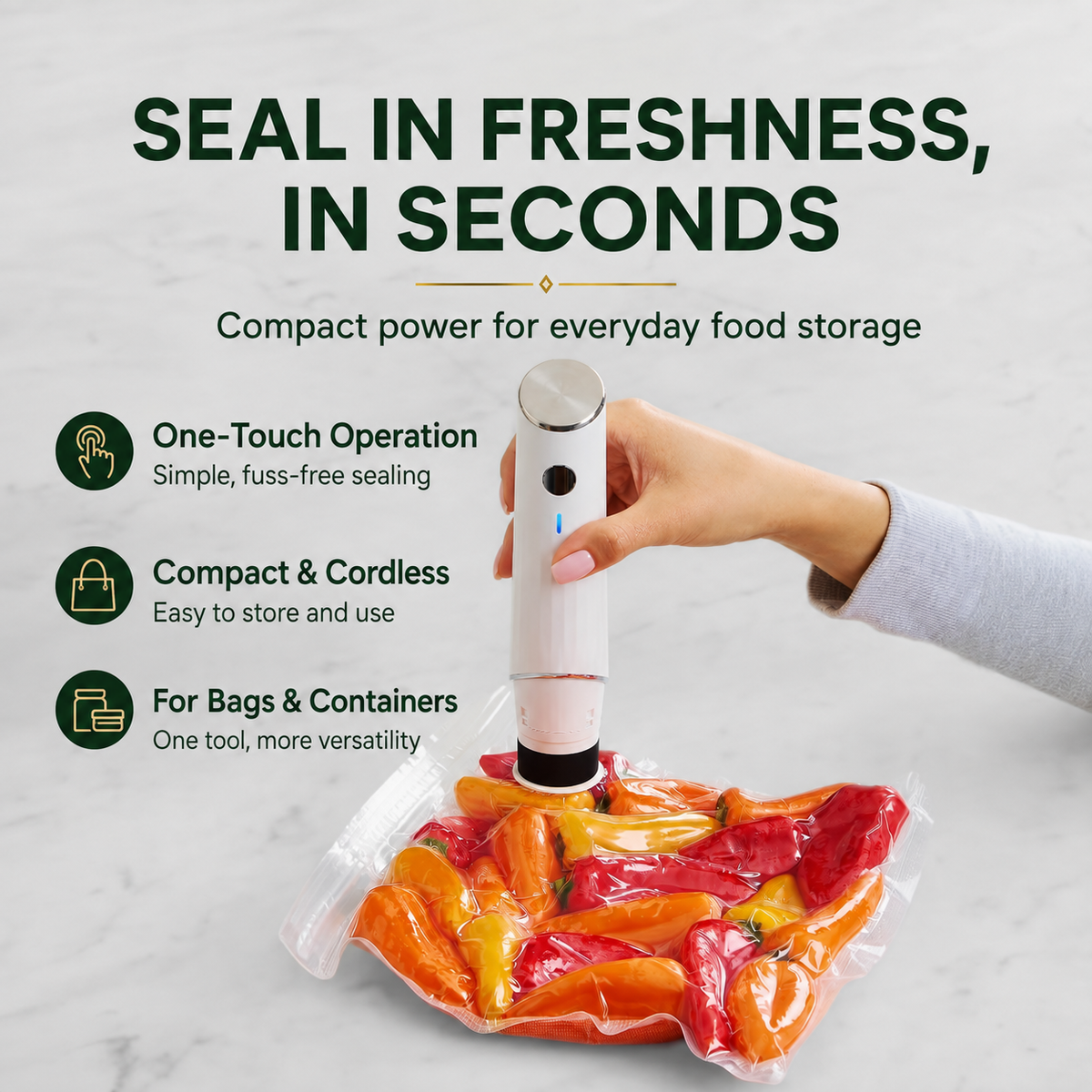 WarmVessel™ Portable Vacuum Food Sealer Bundle | Keeps Food Fresh 5x Longer