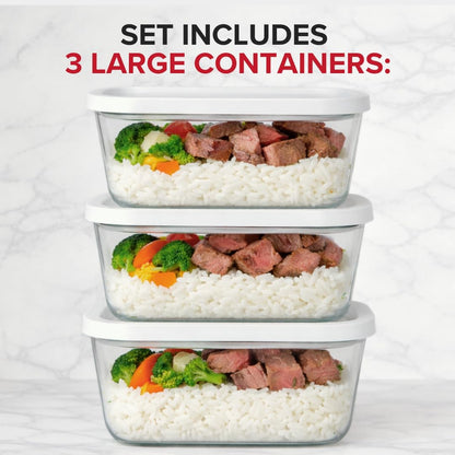 3-Pack Vacuum Seal GlassFood Storage Containers